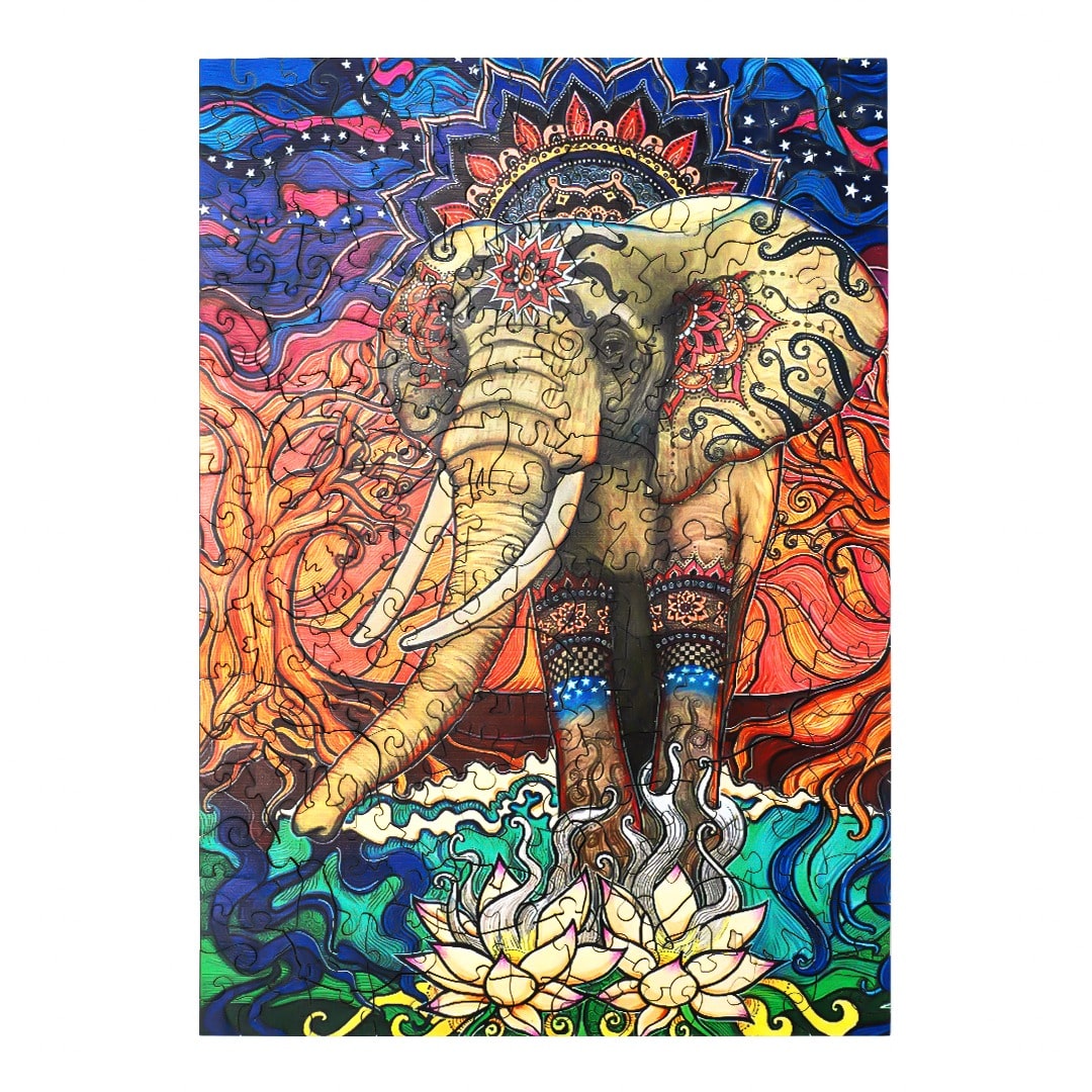 Wooden Jigsaw Puzzle-BOHEMIAN ELEPHANT