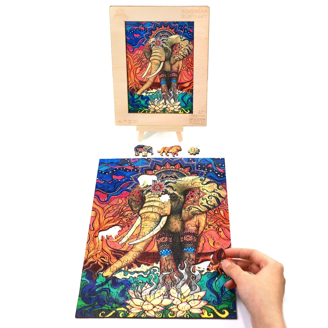 Wooden Jigsaw Puzzle-BOHEMIAN ELEPHANT - Image 8