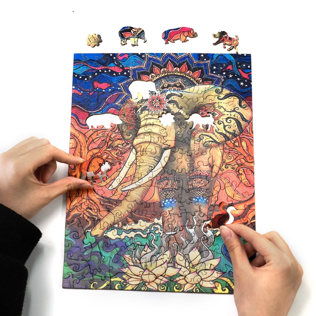 Wooden Jigsaw Puzzle-BOHEMIAN ELEPHANT - Image 5