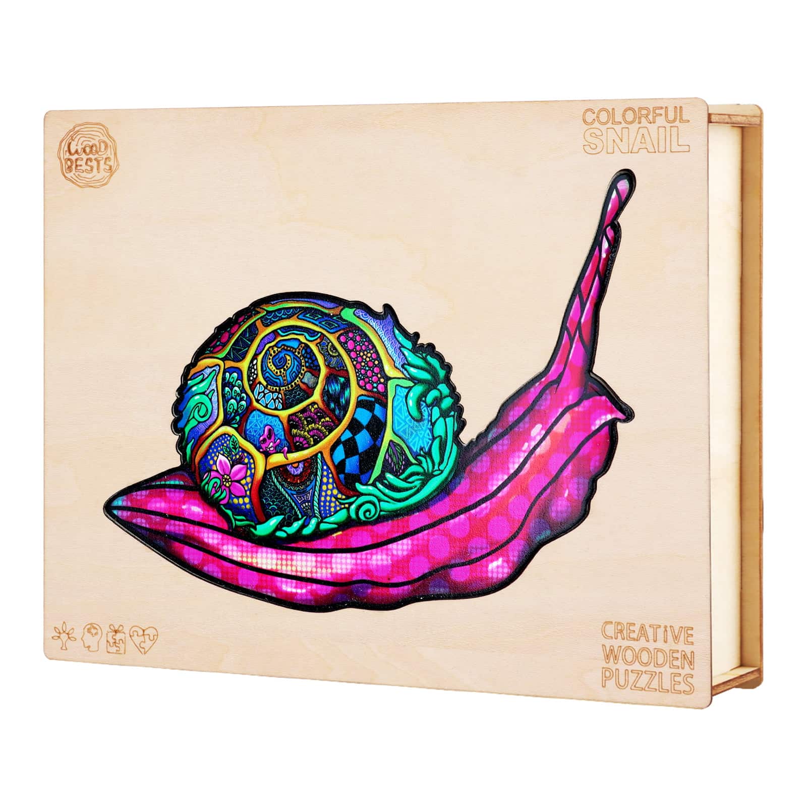 Wooden Jigsaw Puzzle-COLORFUL SNAIL - Image 6