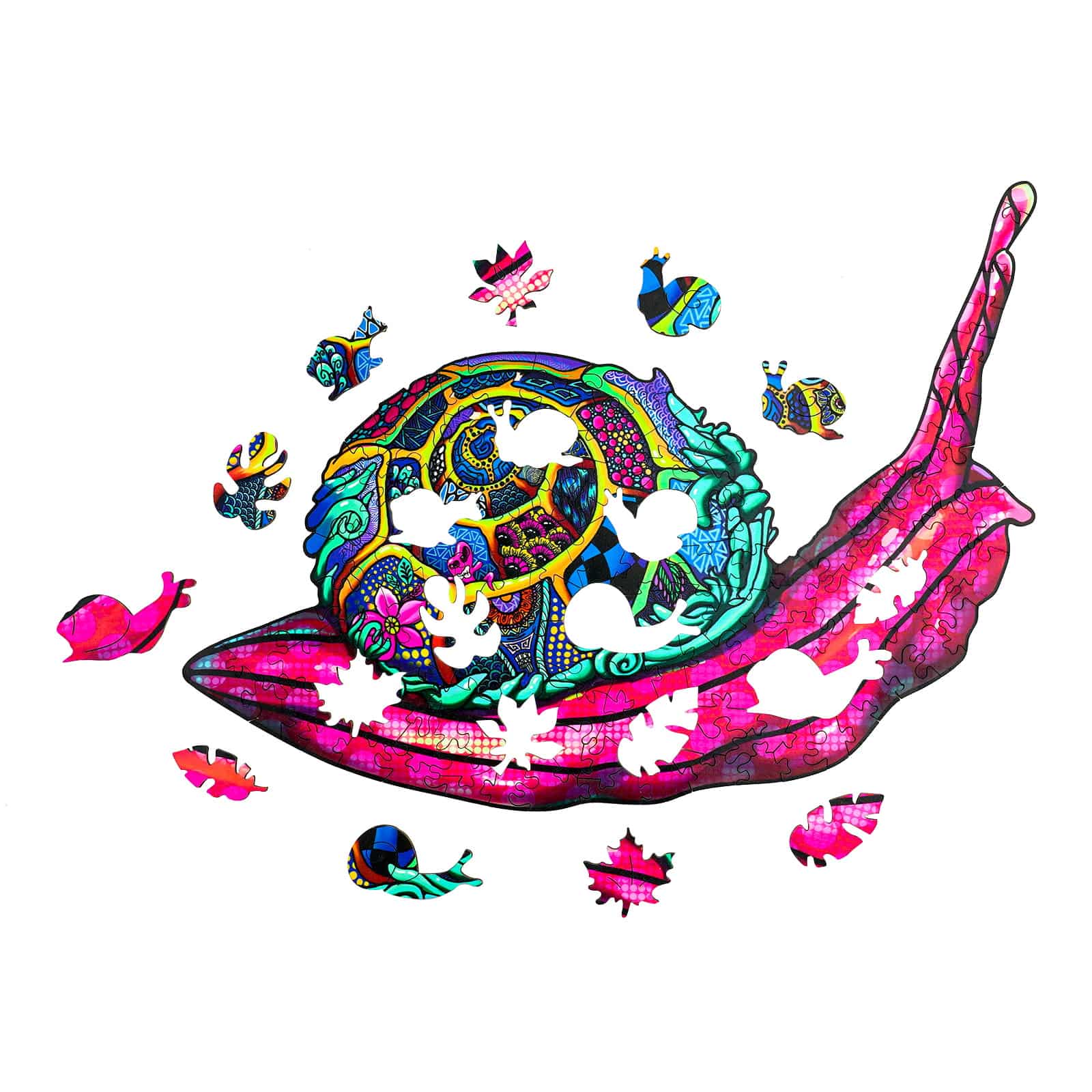 Wooden Jigsaw Puzzle-COLORFUL SNAIL - Image 2