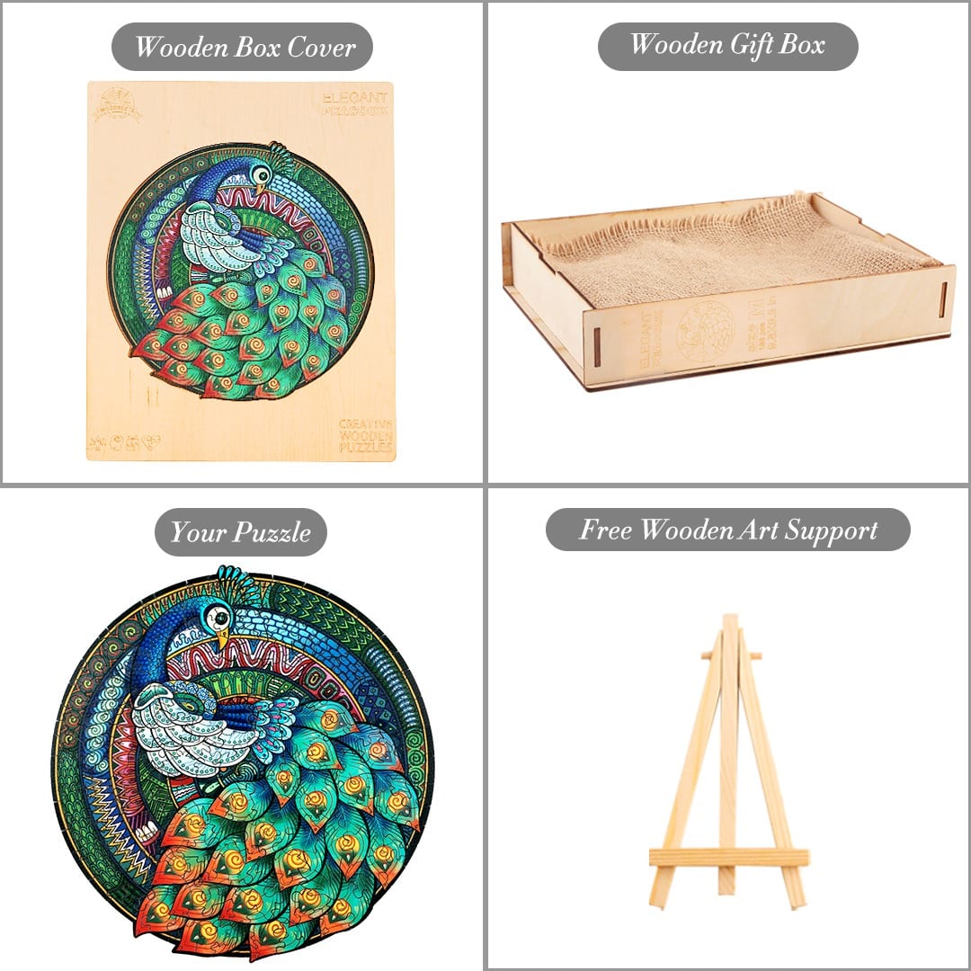 Wooden Jigsaw Puzzle-ELEGANT PEACOCK - Image 6
