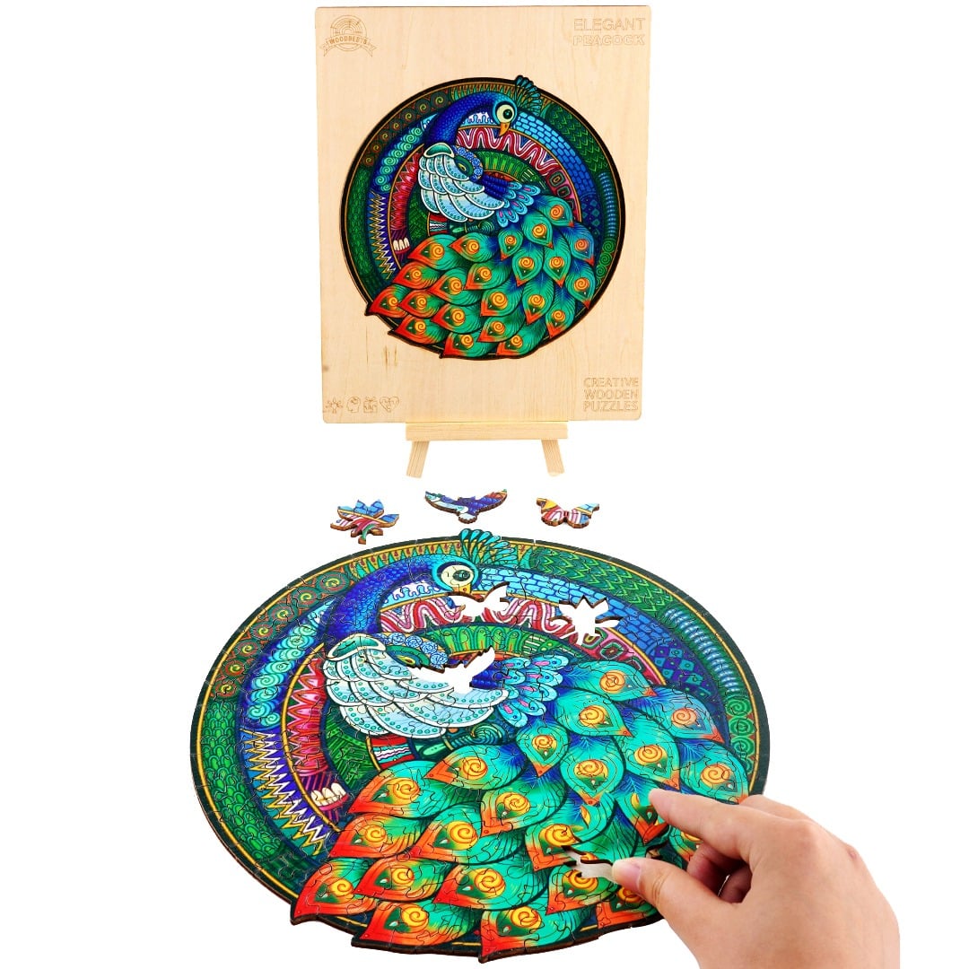 Wooden Jigsaw Puzzle-ELEGANT PEACOCK - Image 8