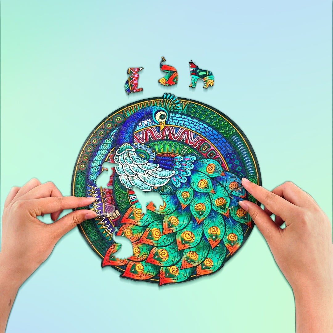 Wooden Jigsaw Puzzle-ELEGANT PEACOCK - Image 10