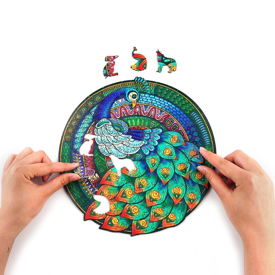 Wooden Jigsaw Puzzle-ELEGANT PEACOCK - Image 5