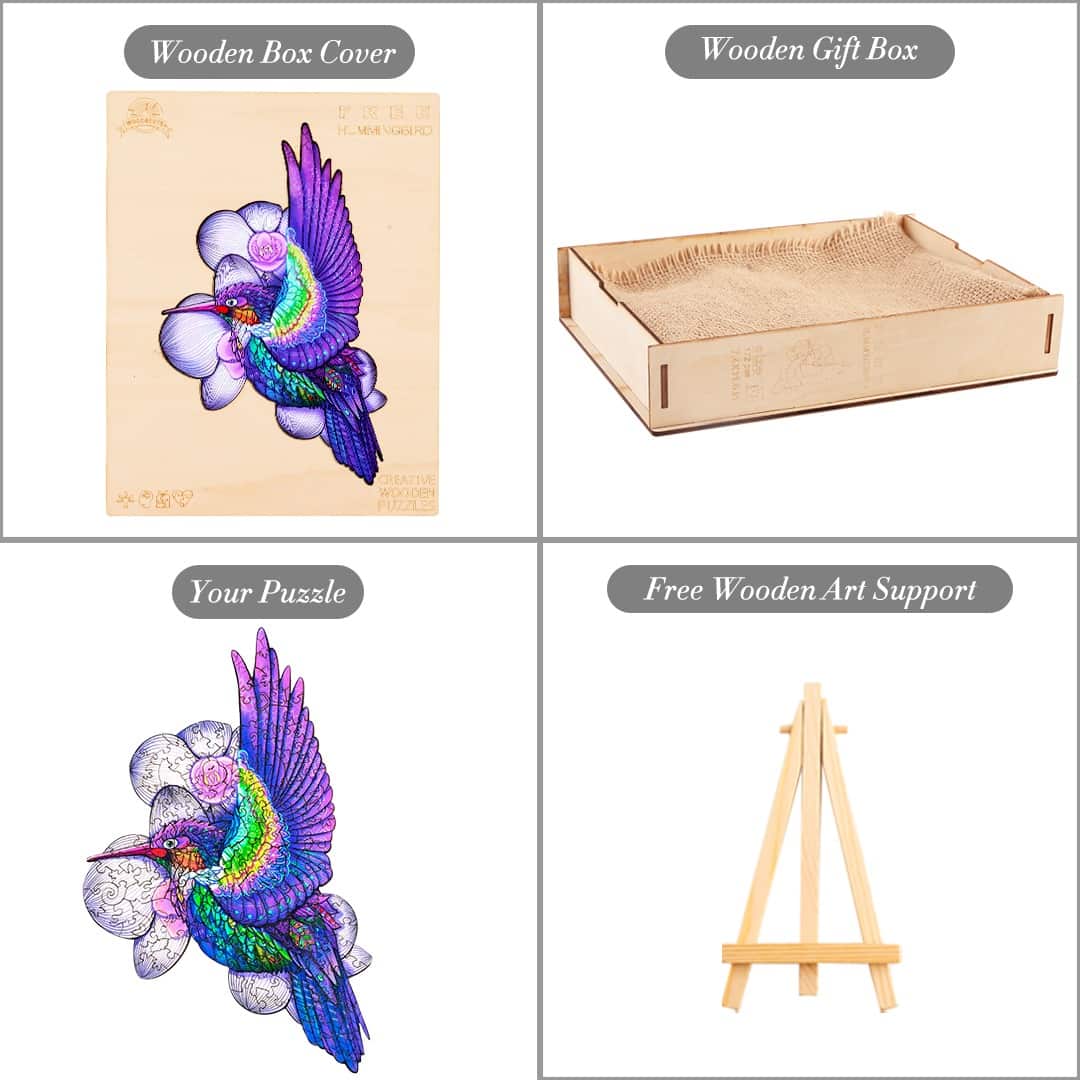 Wooden Jigsaw Puzzle-FREE HUMMINGBIRD - Image 4