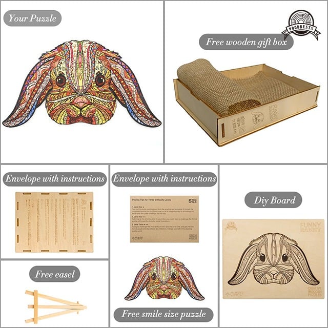 Wooden Jigsaw Puzzle-FUNNY RABBIT - Image 7