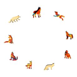 Alternative view of Wooden Jigsaw Puzzle - HOWLING WOLF-RED