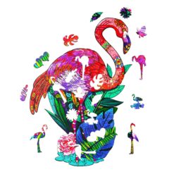 Alternative view of Wooden Jigsaw Puzzle-PASSIONATE FLAMINGO
