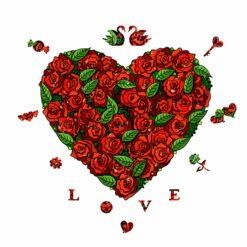 Alternative view of Wooden Jigsaw Puzzle- LOVE ROSES