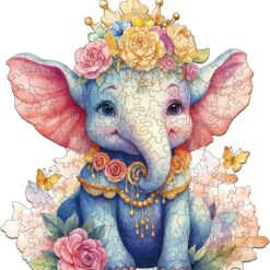 Wooden Jigsaw Puzzle-Crowned Elephant
