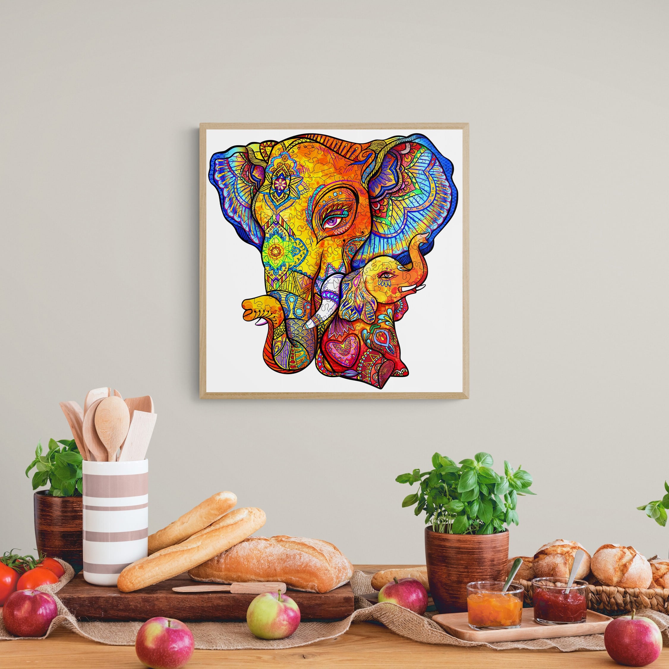 Wooden Jigsaw Puzzle-Elephant Puzzle Maternal Love - Image 4