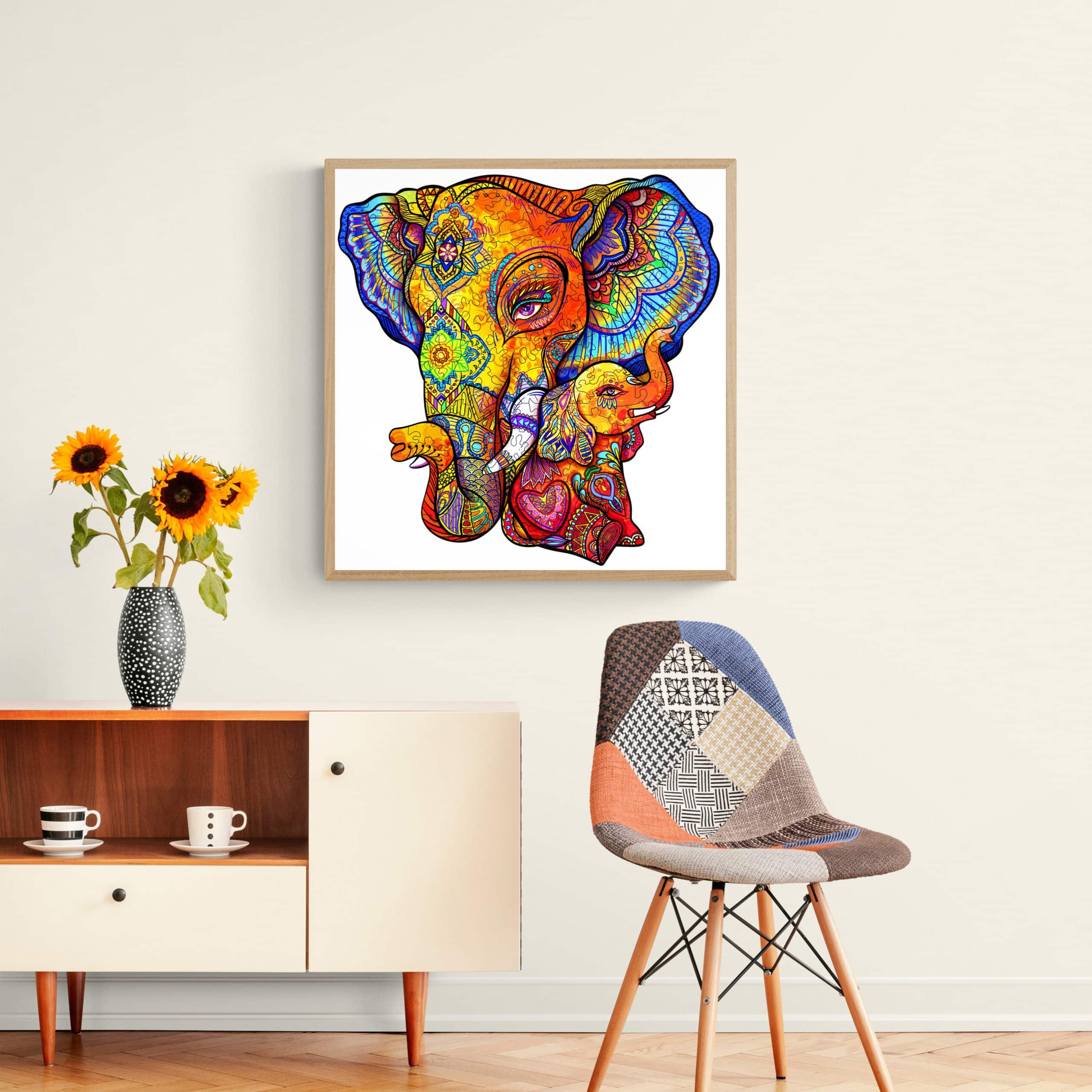 Wooden Jigsaw Puzzle-Elephant Puzzle Maternal Love - Image 5