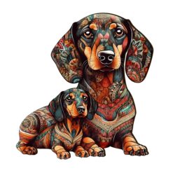 Wooden Jigsaw Puzzle-Parent-Child Dachshund 2