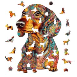 Alternative view of Wooden Jigsaw Puzzle-Parent-Child Dachshund