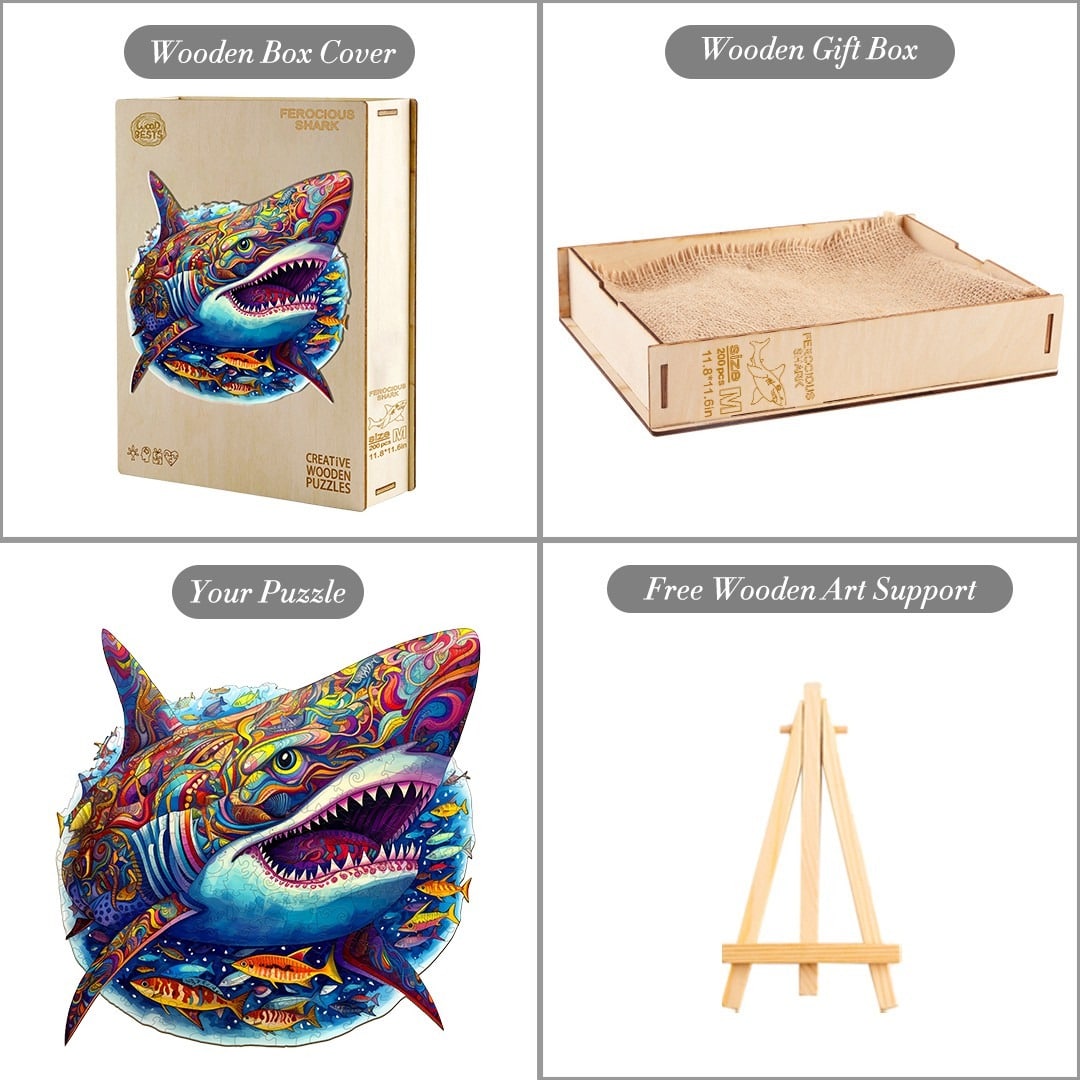 Wooden Jigsaw Puzzle-Fierce Shark - Image 5
