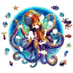 Alternative view of Wooden Jigsaw Puzzle-Octopus