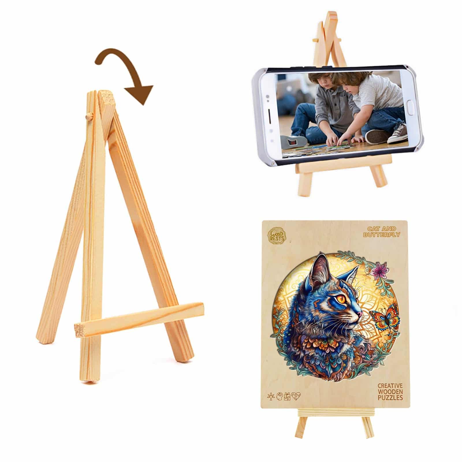 Wooden Jigsaw Puzzle-Cat and Butterfly - Image 6