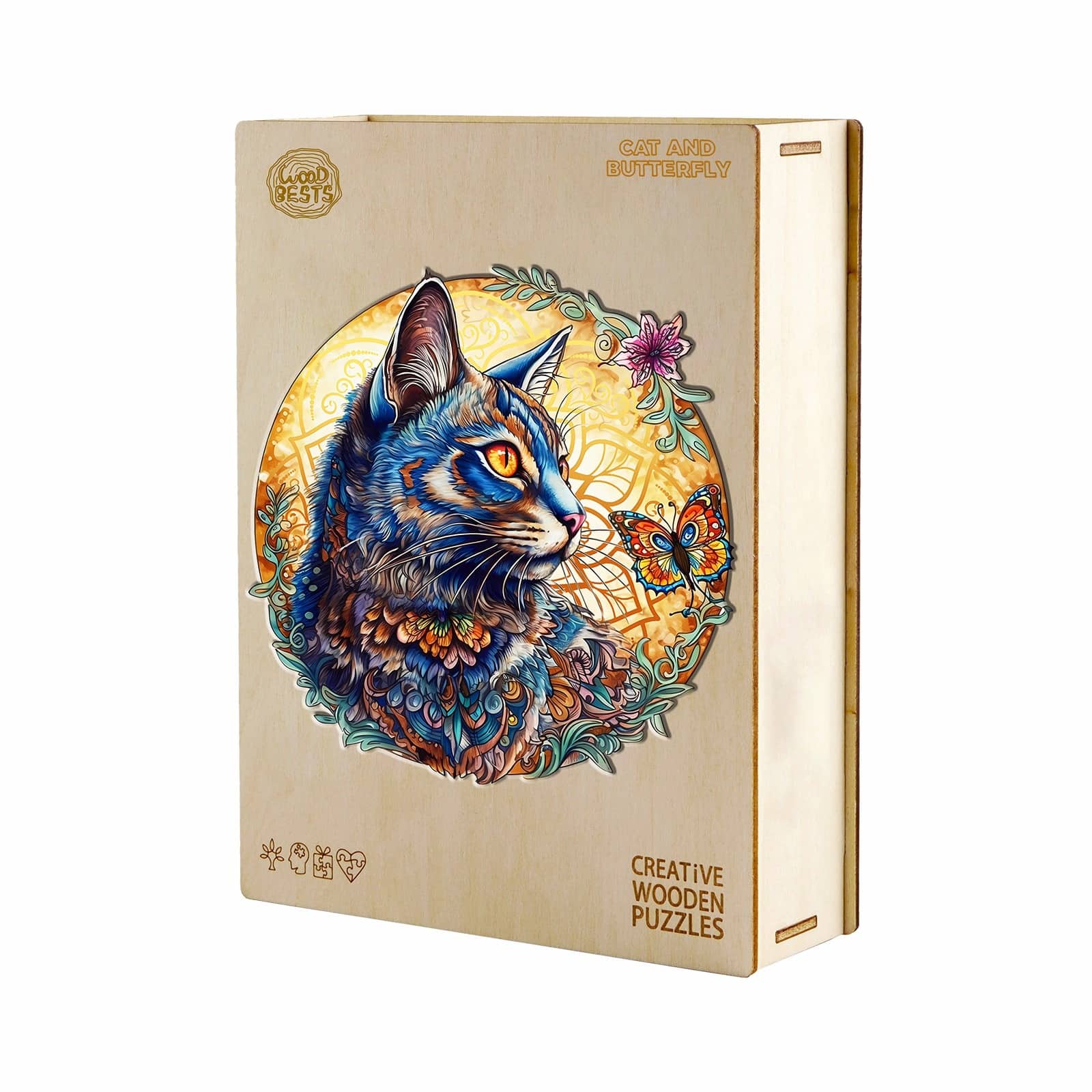 Wooden Jigsaw Puzzle-Cat and Butterfly - Image 5