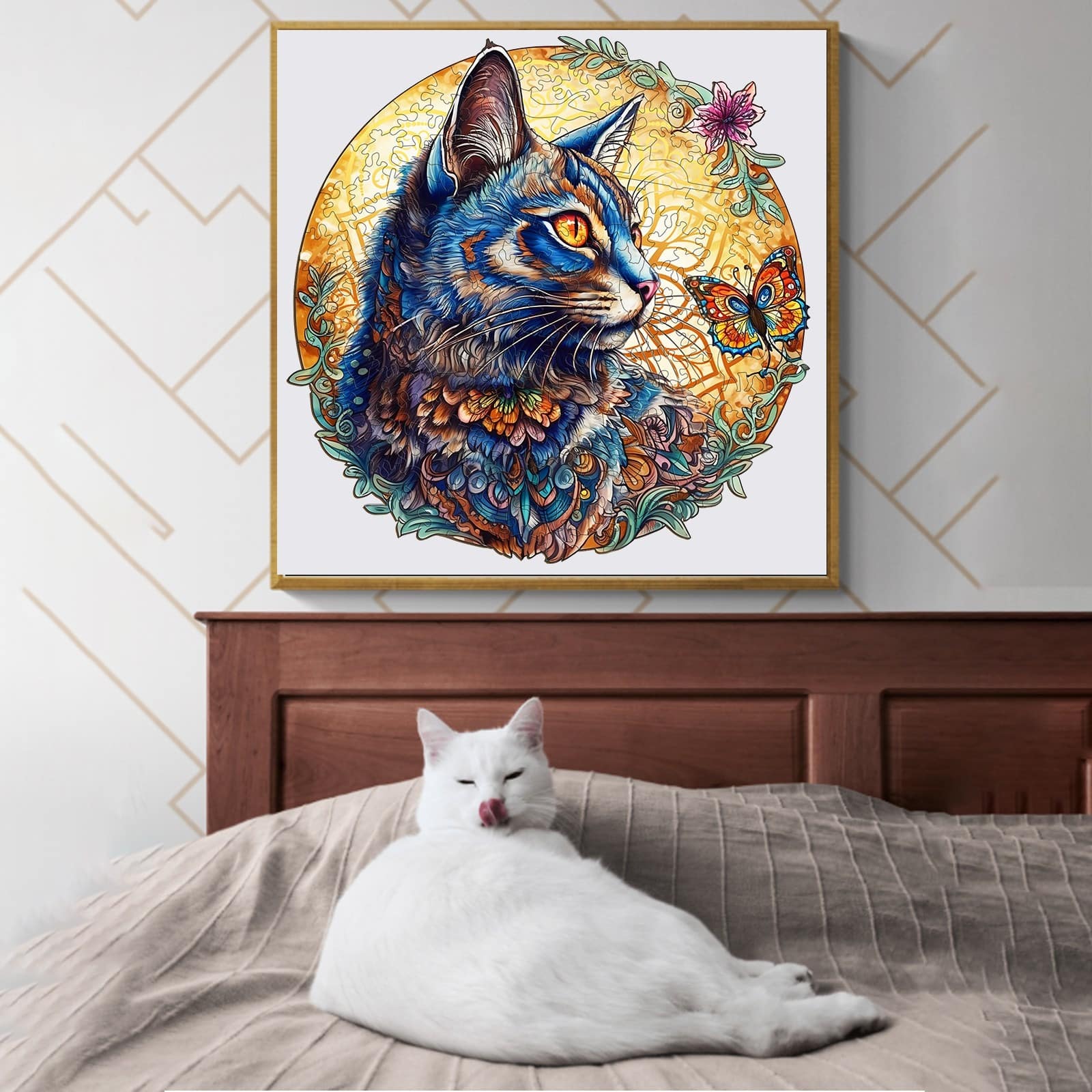 Wooden Jigsaw Puzzle-Cat and Butterfly - Image 7