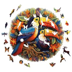 Alternative view of Wooden Jigsaw Puzzle-gorgeous toucans