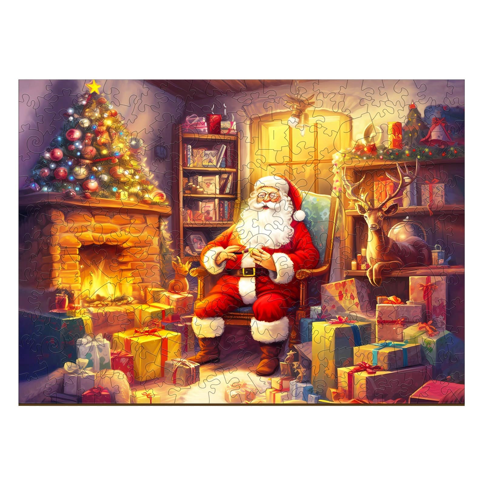 Wooden Jigsaw Puzzle-Jolly Santa Claus