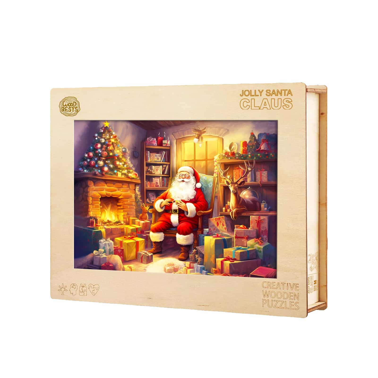 Wooden Jigsaw Puzzle-Jolly Santa Claus - Image 5