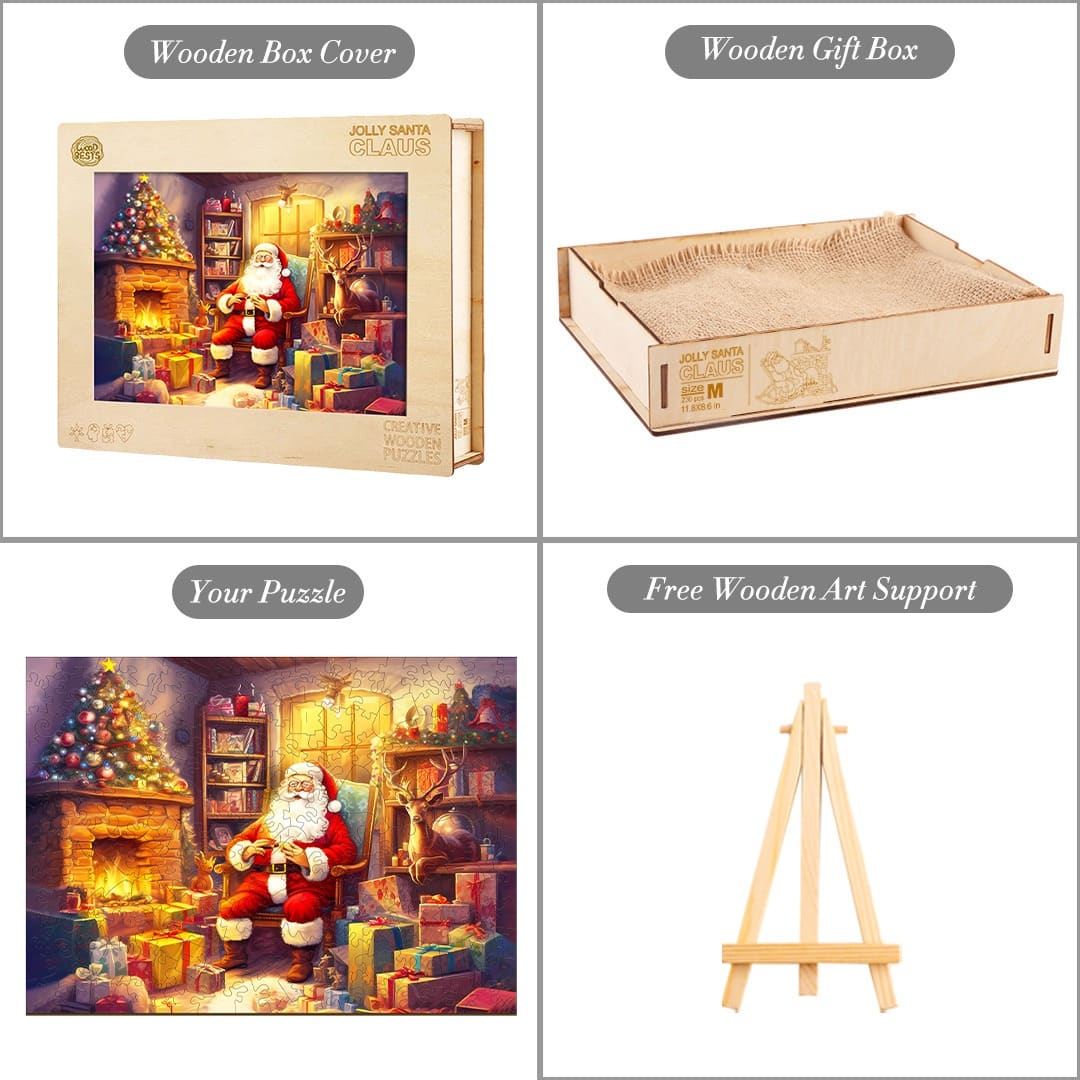 Wooden Jigsaw Puzzle-Jolly Santa Claus - Image 4