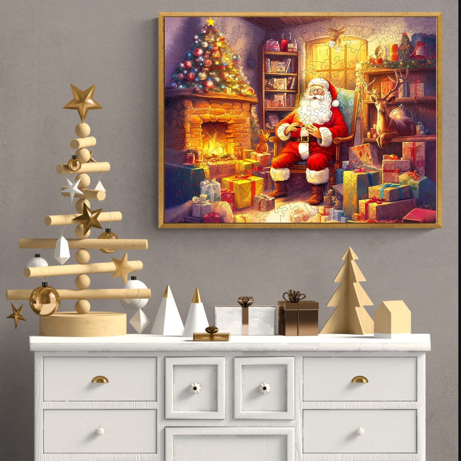 Wooden Jigsaw Puzzle-Jolly Santa Claus - Image 7