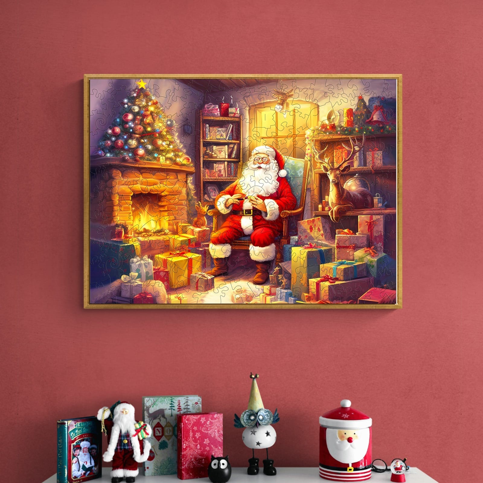 Wooden Jigsaw Puzzle-Jolly Santa Claus - Image 8