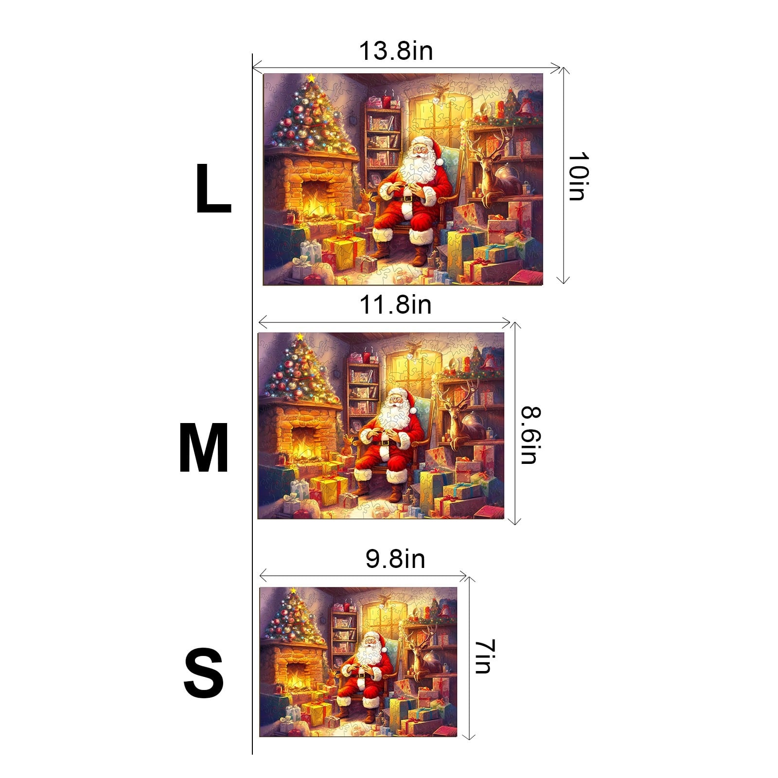 Wooden Jigsaw Puzzle-Jolly Santa Claus - Image 3