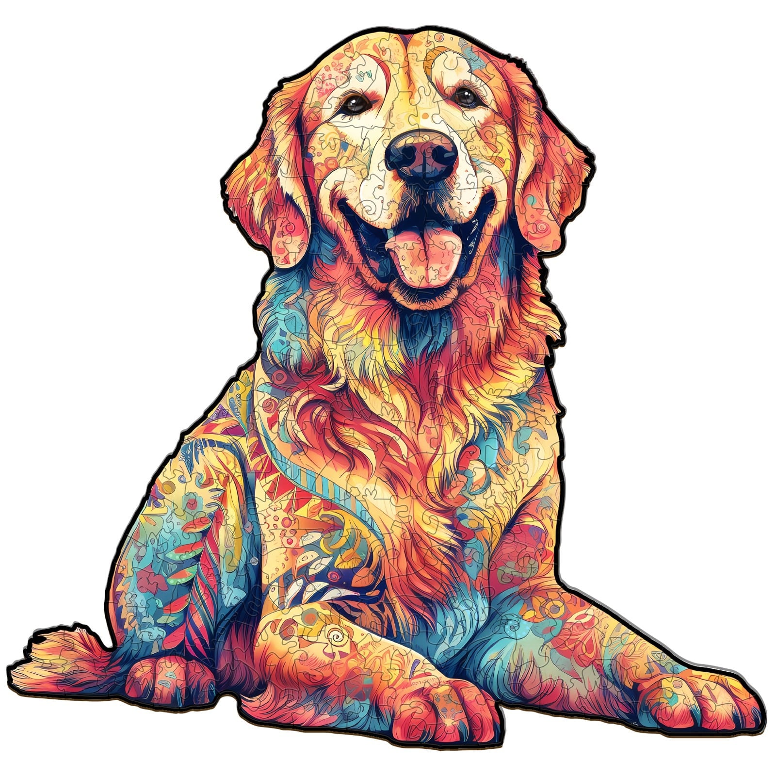 Wooden Jigsaw Puzzle-Loyal Golden Retriever