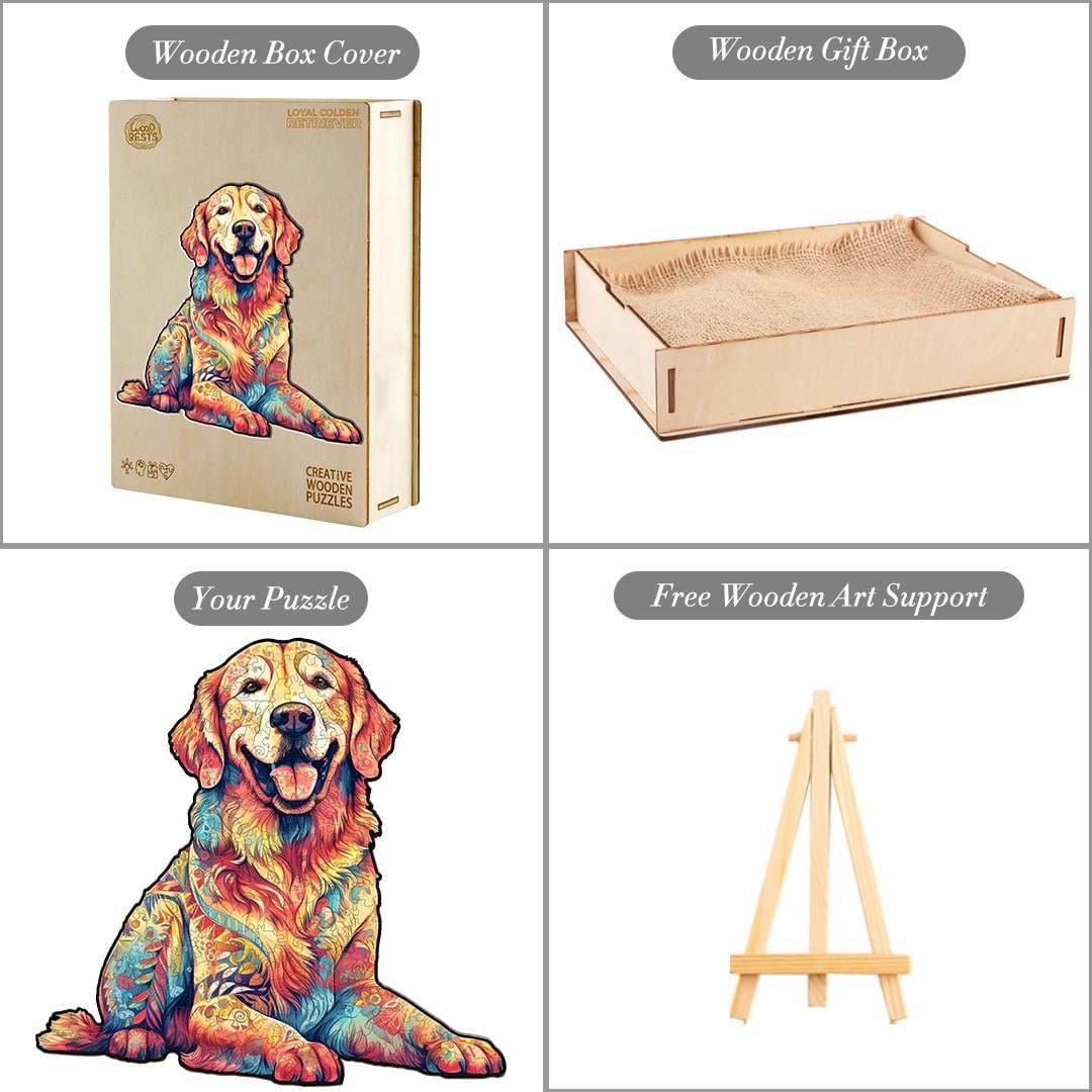 Wooden Jigsaw Puzzle-Loyal Golden Retriever - Image 4