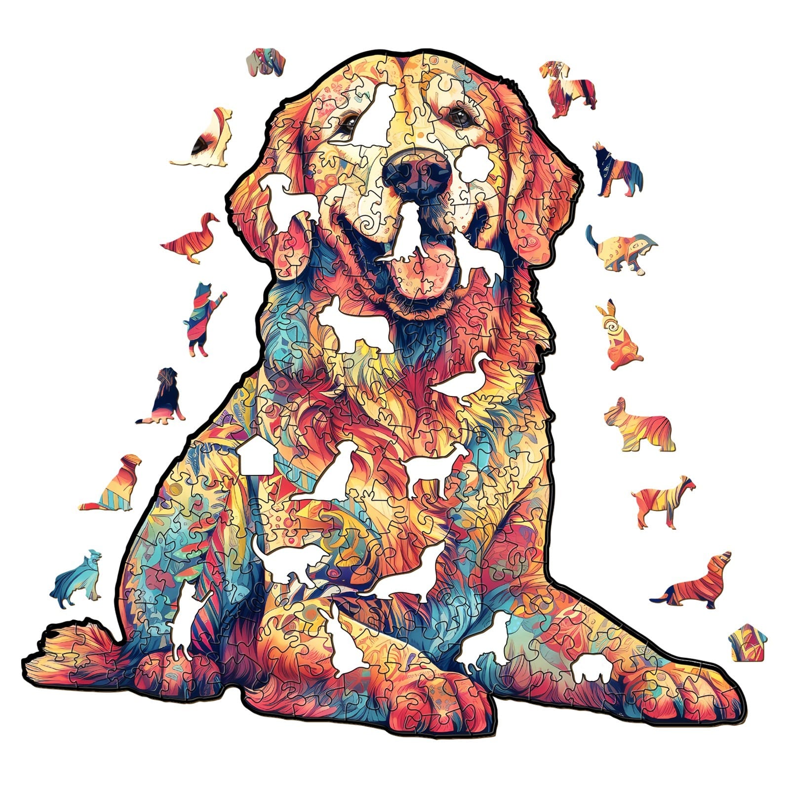 Wooden Jigsaw Puzzle-Loyal Golden Retriever - Image 2
