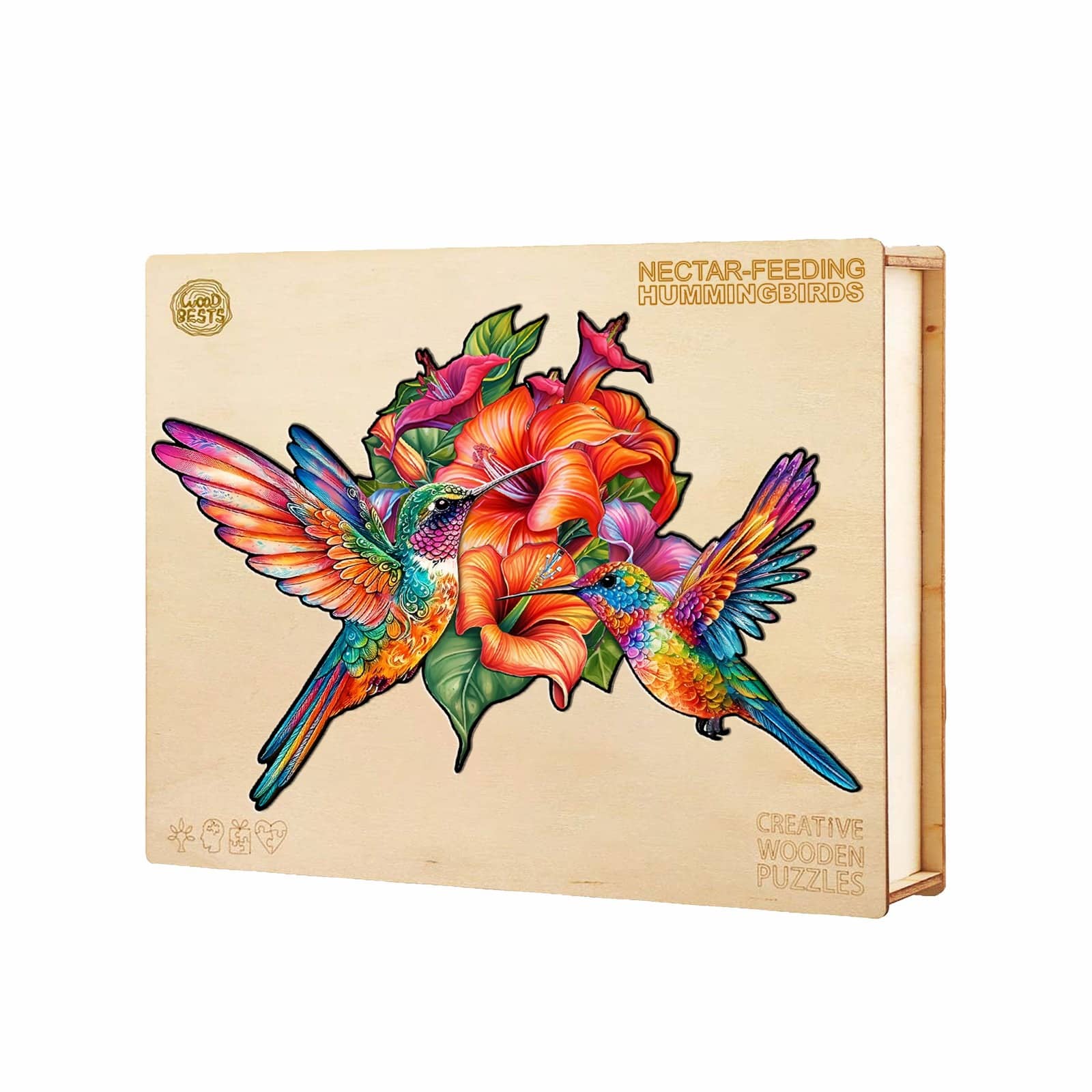 Wooden Jigsaw Puzzle-nectar-feeding hummingbirds - Image 5