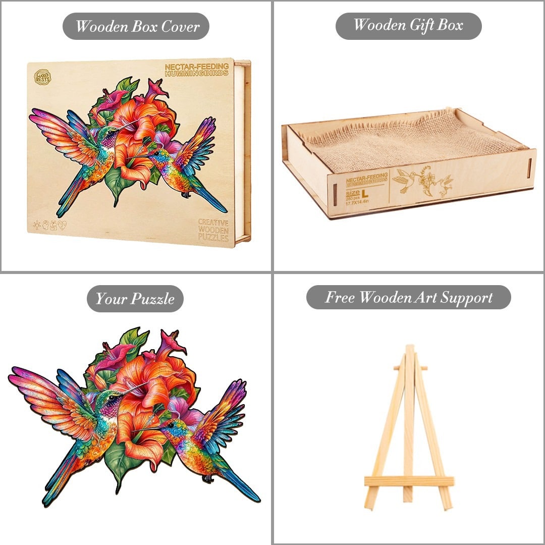 Wooden Jigsaw Puzzle-nectar-feeding hummingbirds - Image 4