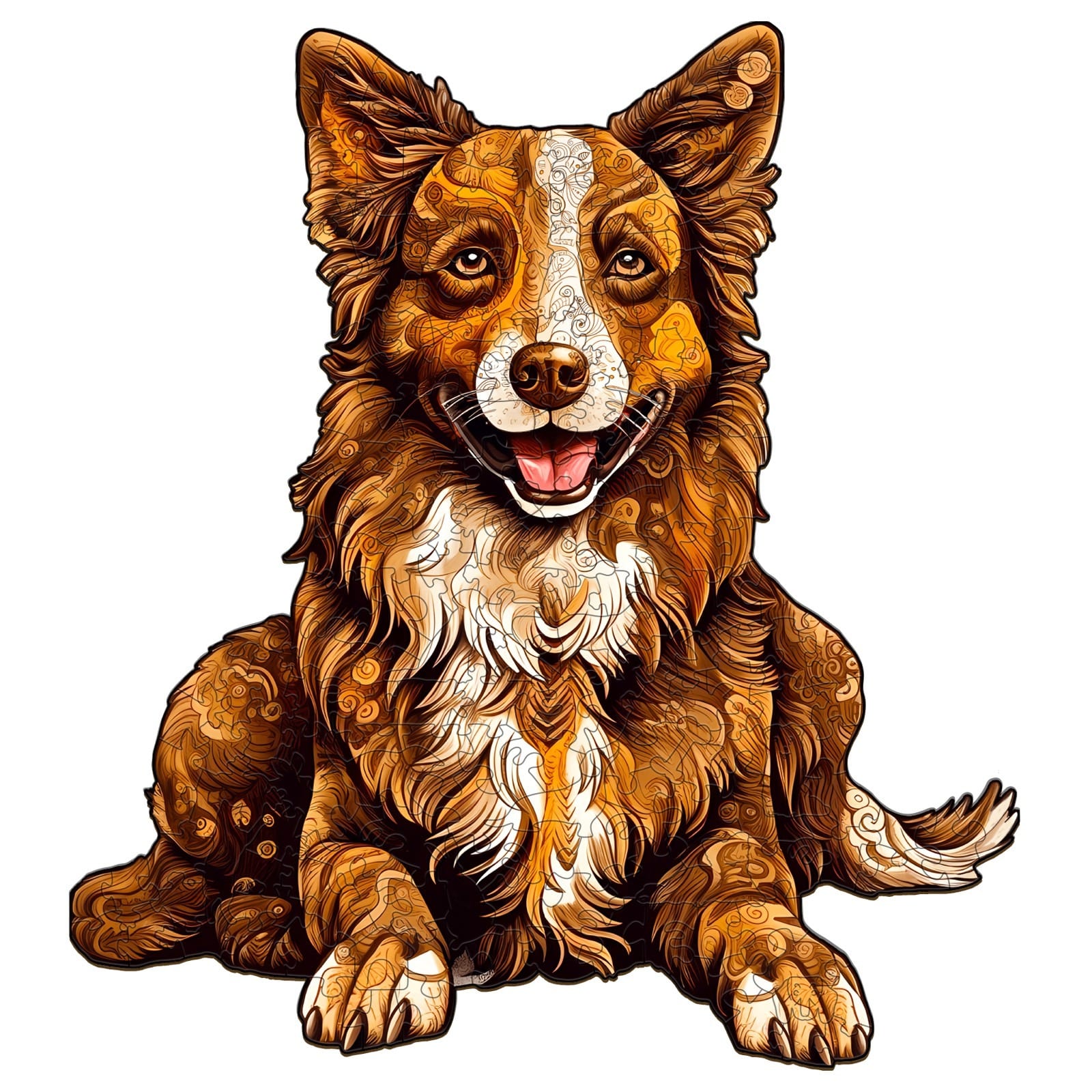 Wooden Jigsaw Puzzle-smart border collie