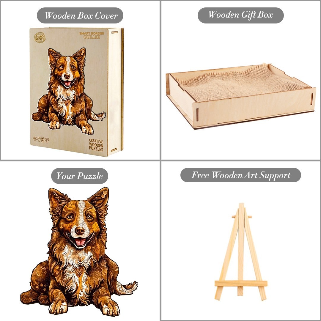 Wooden Jigsaw Puzzle-smart border collie - Image 4