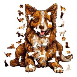 Alternative view of Wooden Jigsaw Puzzle-smart border collie