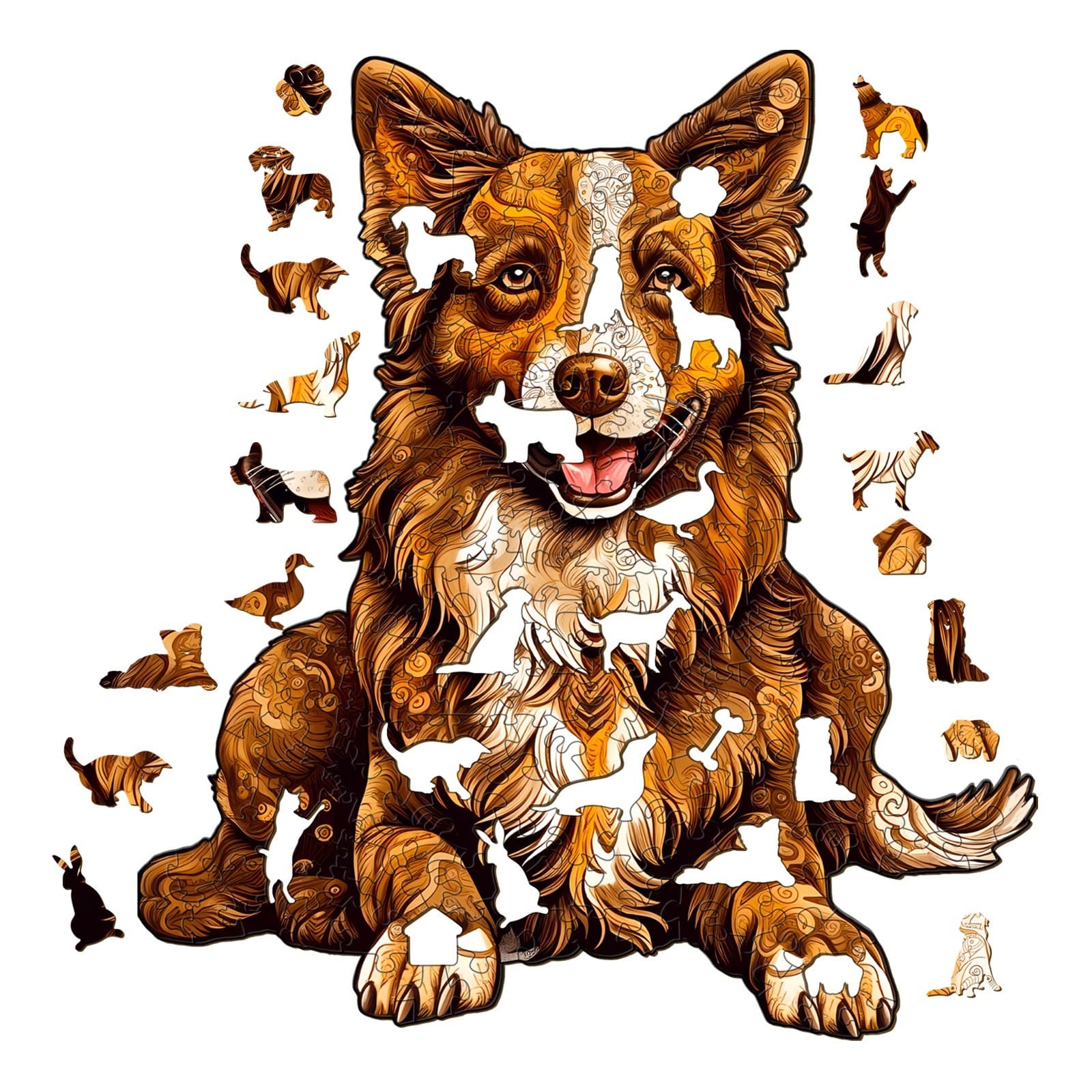 Wooden Jigsaw Puzzle-smart border collie - Image 2