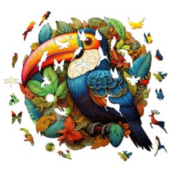 Alternative view of Wooden Jigsaw Puzzle-striking toucans