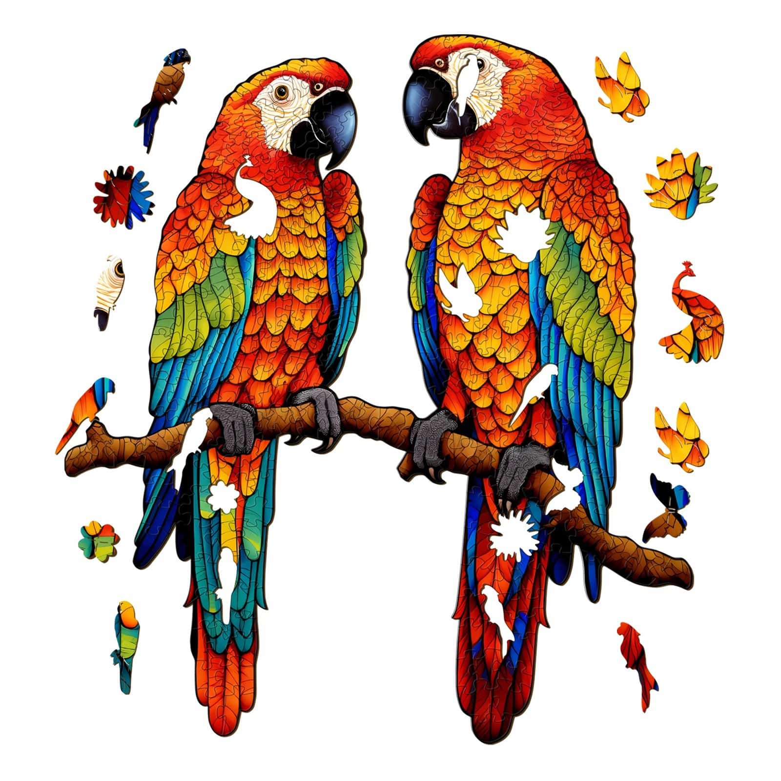 Wooden Jigsaw Puzzle- Chatting Parrots - Image 2