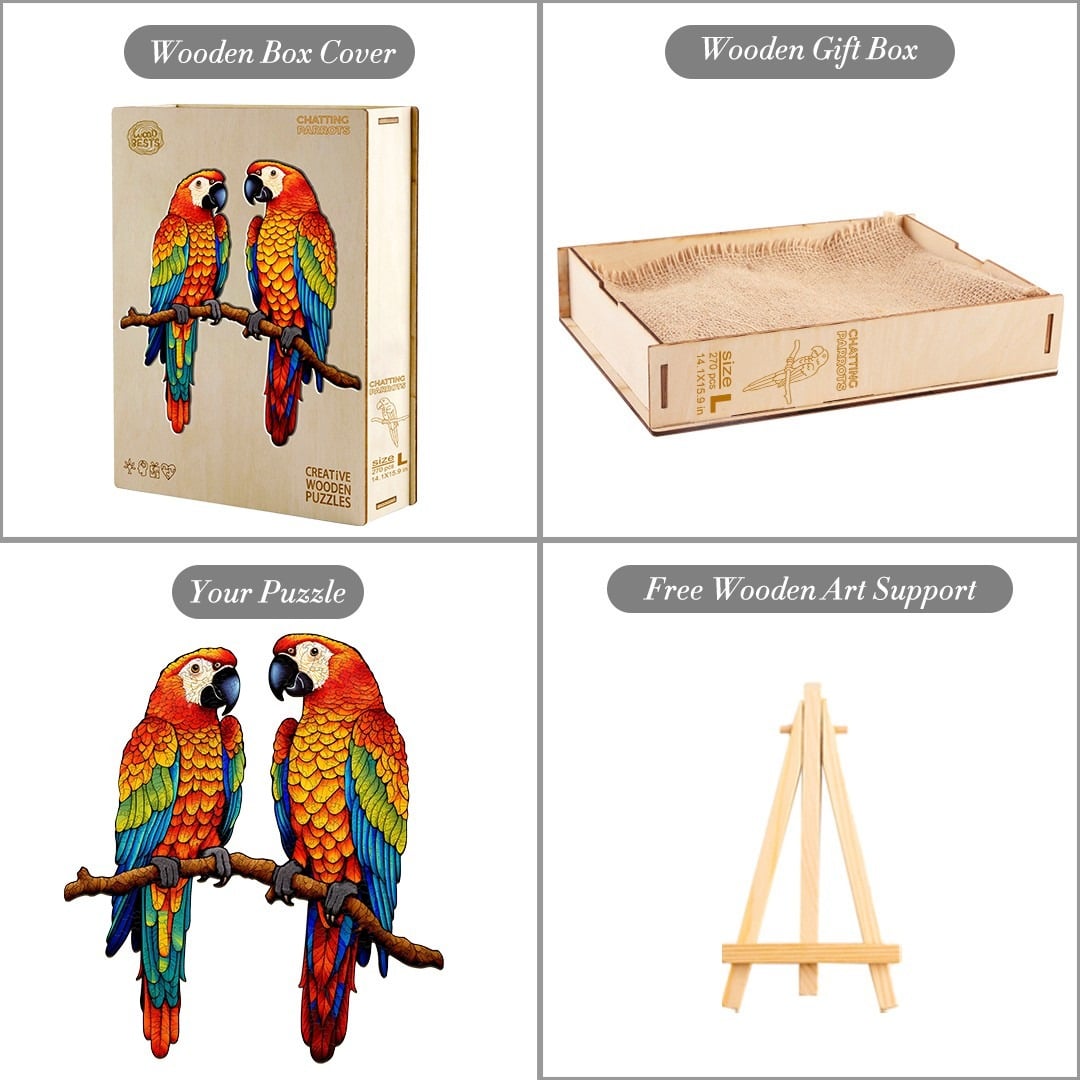 Wooden Jigsaw Puzzle- Chatting Parrots - Image 4