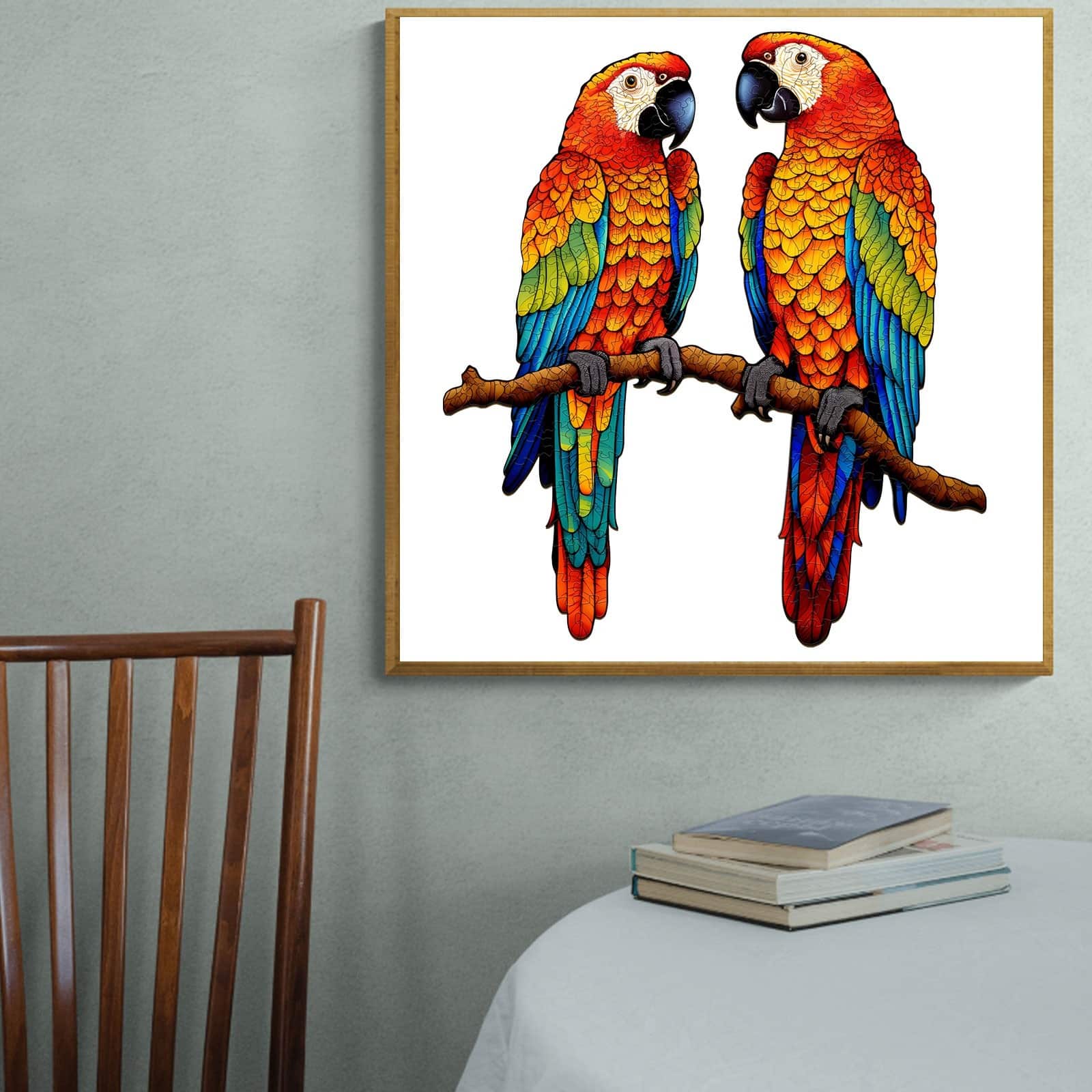 Wooden Jigsaw Puzzle- Chatting Parrots - Image 7