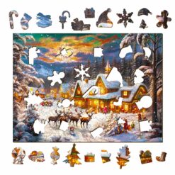 Alternative view of Wooden Jigsaw Puzzle-Christmas snow