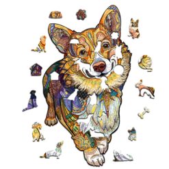 Alternative view of Wooden Jigsaw Puzzle-CLEVER CORGI