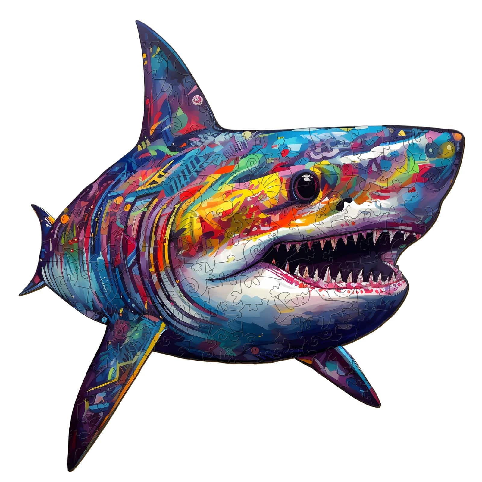 Wooden Jigsaw Puzzle-Colored Shark