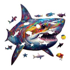 Alternative view of Wooden Jigsaw Puzzle-Colored Shark