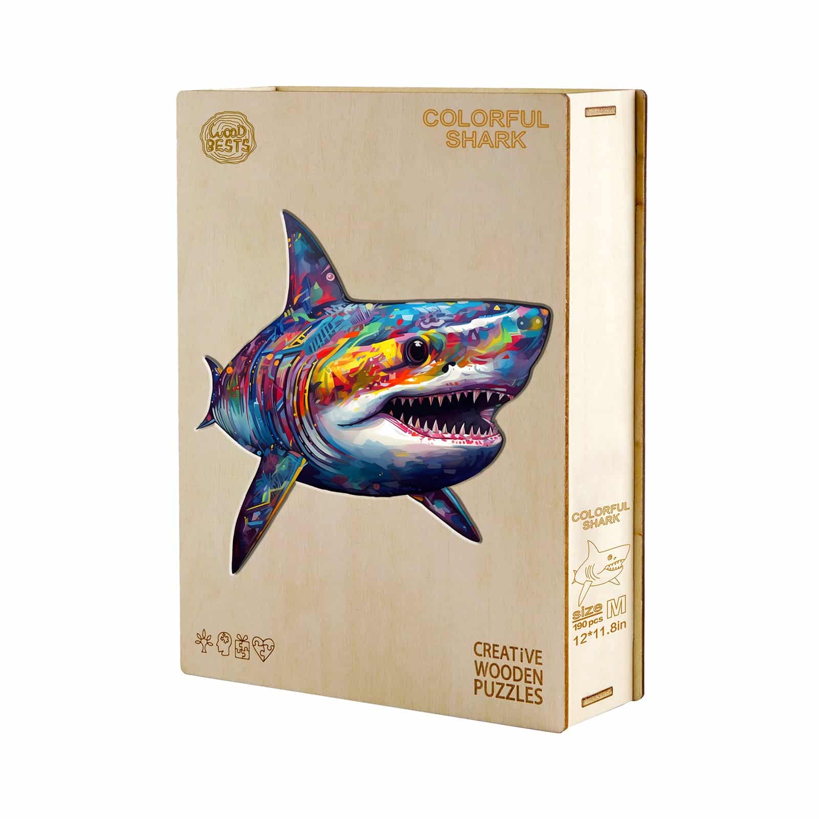 Wooden Jigsaw Puzzle-Colored Shark - Image 5
