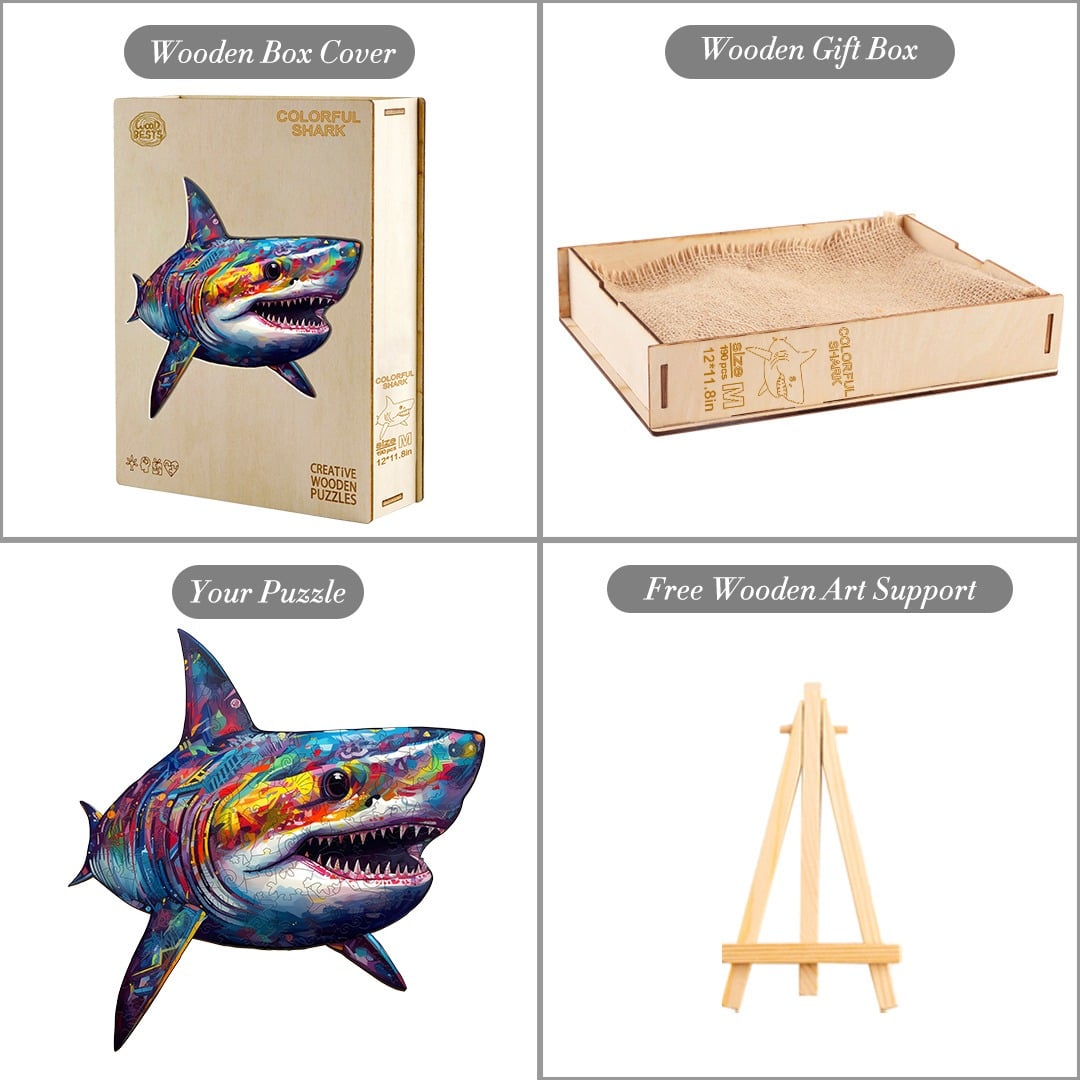 Wooden Jigsaw Puzzle-Colored Shark - Image 4